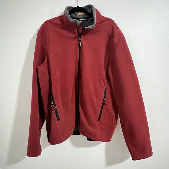Eddie Bauer Performance Systems Fleece Jacket Size XL Red Full Zip Outdoor Hike - Picture 1 of 7